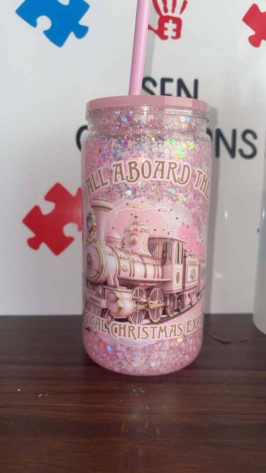 Suspended snow globe