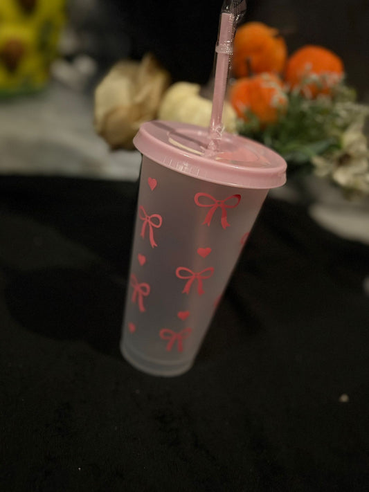 Baby pink bow cup