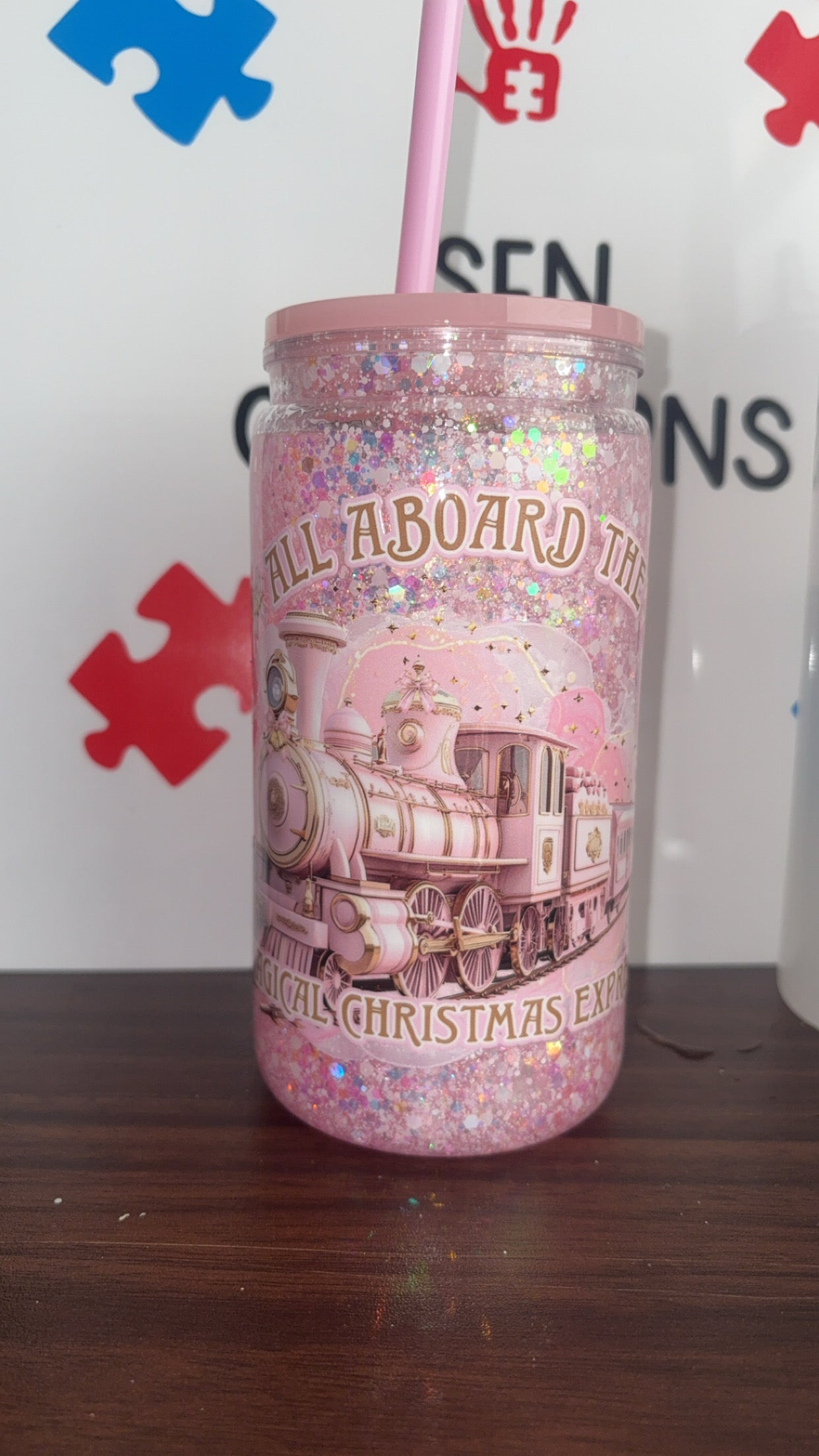 Suspended snow globe