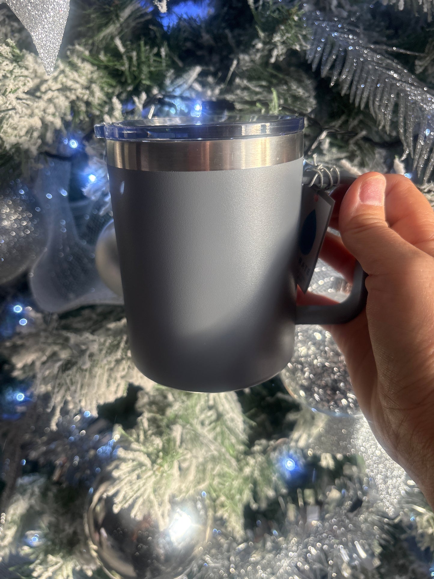 Grey thermal mug with any wrap